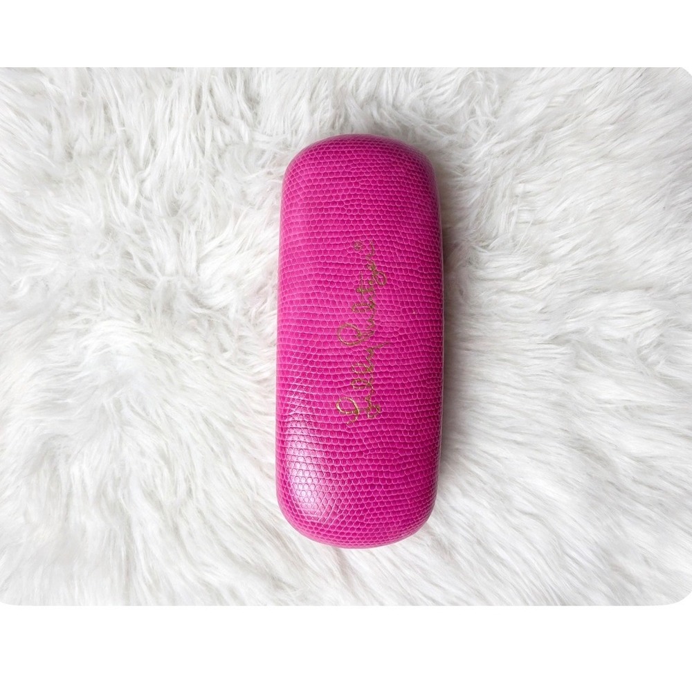 Lilly Pulitzer Pink Lizard Embossed Hard Eyeglass Case Blue Velvet Lining